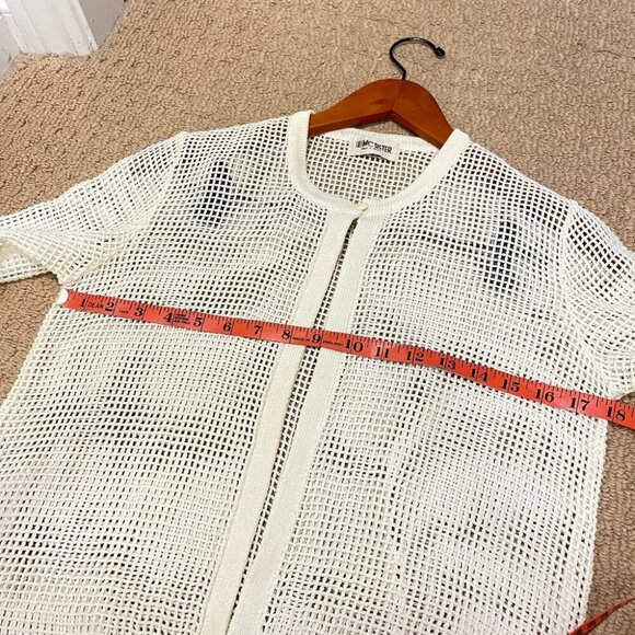 Vintage Sheer Square Crochet Cardigan Ivory – XS - Picture 10 of 11